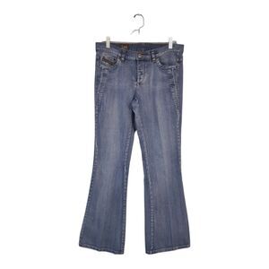 Vintage USA LEE women's/juniors jeans Button Fly Flare Medium Wash Denim Sz 11